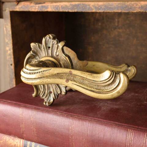 #50053 Salvaged Ornate Brass Door Lever Handles image 6