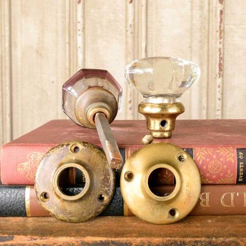 #50079 Antique Glass Doorknobs Door Hardware Set image 6