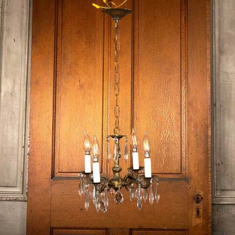 #50141 Antique 4 Bulb Chandelier Light Fixture image 2