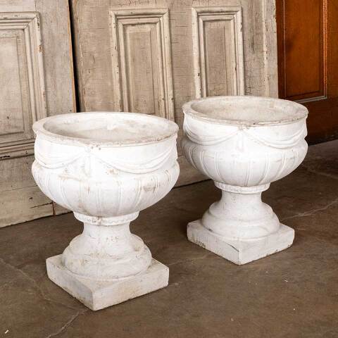 #50160 Vintage Cast Concrete Garden Urn Planters image 2