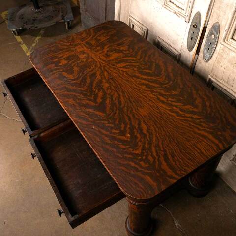 #50344 Antique Quarter Sawn Oak Library Table Desk image 3