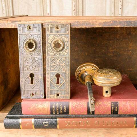 #50364 Antique Ornate Brass Door Hardware Set image 8