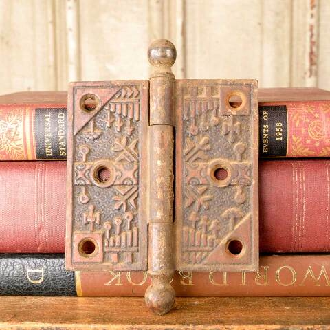 #50369 3 1/2" Antique Ornate Cast Iron Door Hinge image 5