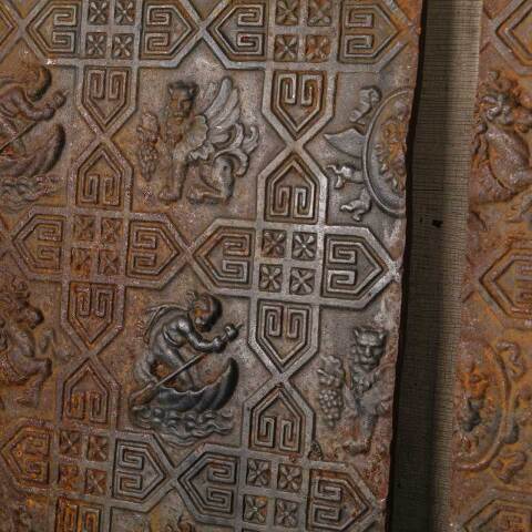 #50391 Antique Cast Iron Fireplace Fireback Panels image 7