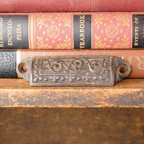 #50420 Antique Cast Iron Drawer Bin Pull Hardware image 2