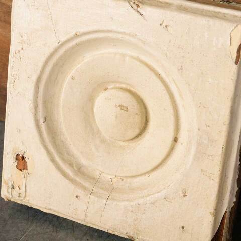 #50451 Antique Painted Wood Rosette Trim Block image 3