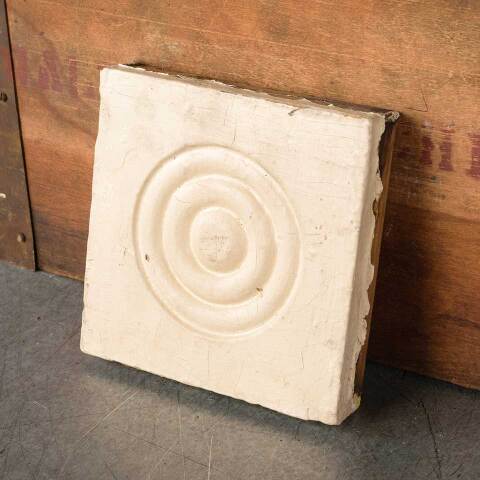 #50452 Antique Painted Wood Rosette Trim Block image 2