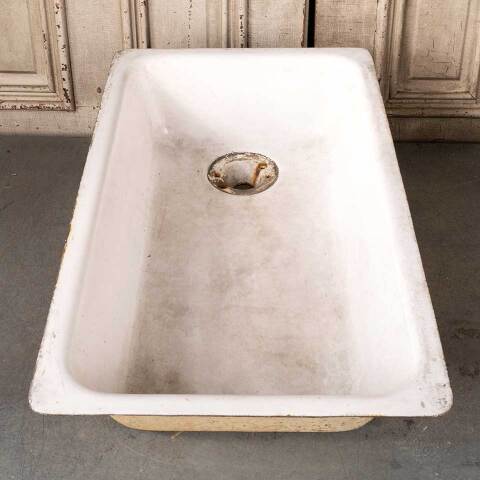 #50496 Antique Cast Iron Porcelain Enameled Sink image 7