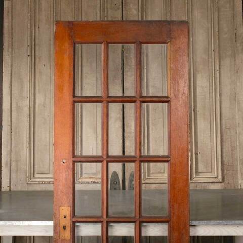 #50503 29x77 Antique 15 Lite Pine Wood French Door image 2