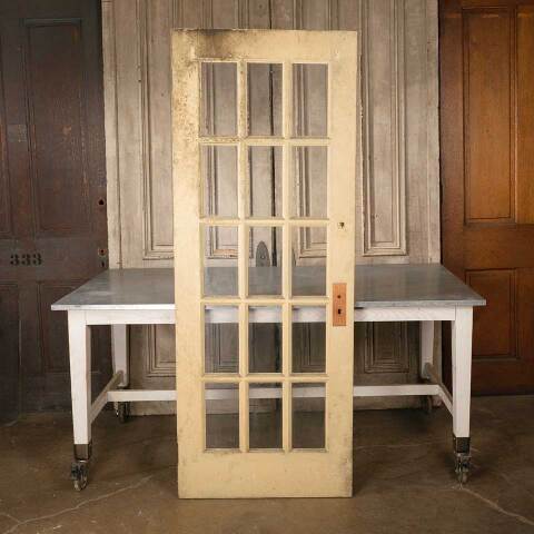 #50503 29x77 Antique 15 Lite Pine Wood French Door image 4