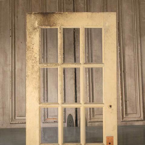 #50503 29x77 Antique 15 Lite Pine Wood French Door image 5