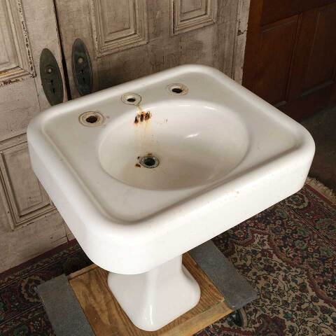 #50505 Antique Cast Iron Bathroom Pedestal Sink image 3