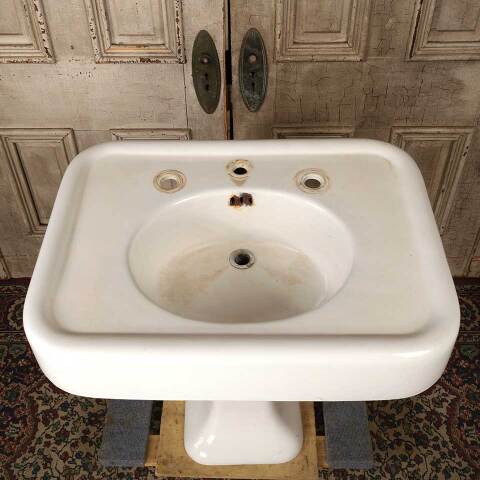 #50506 Antique Cast Iron Bathroom Pedestal Sink image 3