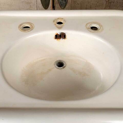 #50506 Antique Cast Iron Bathroom Pedestal Sink image 4