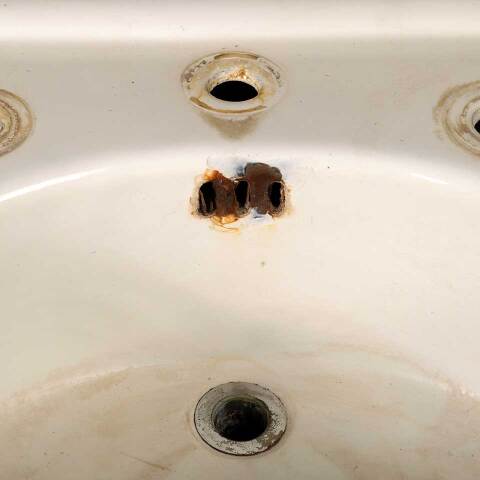 #50506 Antique Cast Iron Bathroom Pedestal Sink image 5