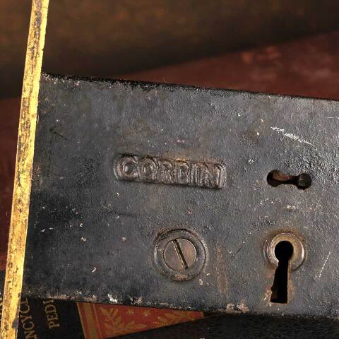 #50526 Antique Corbin Mortise Deadbolt & Key image 3