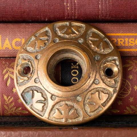 #50632 Antique Ornate Bronze Doorknob Rosette image 2