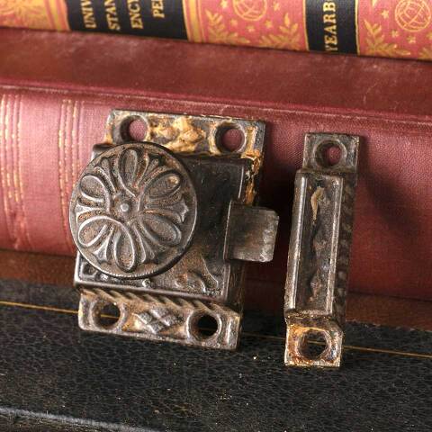 #50692 Antique Ornate Cast Iron Cabinet Latch image 7