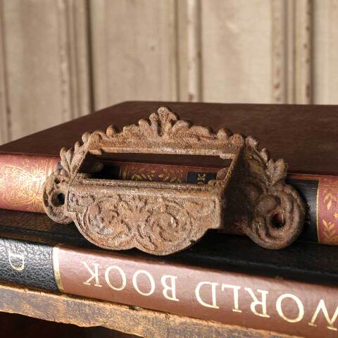 #50703 Antique Ornate Cast Iron Apothecary Bin Pull image 2