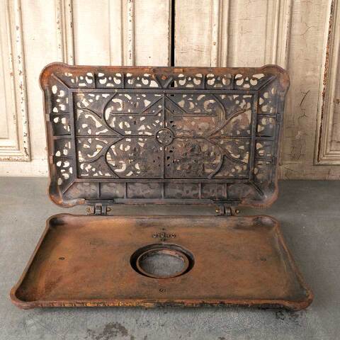 #50713 Antique Ornate Cast Iron Hinged Stove Top image 8