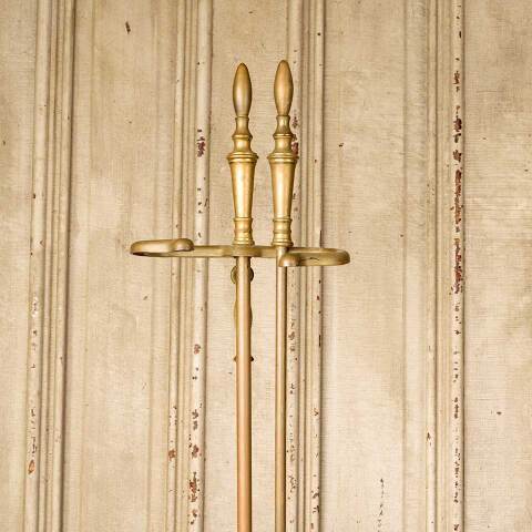 #50742 Antique Brass Fireplace Tools & Stand image 2