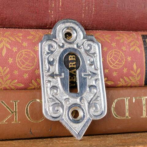 #50763 Ornate Antique Chrome Keyhole Escutcheon image 3