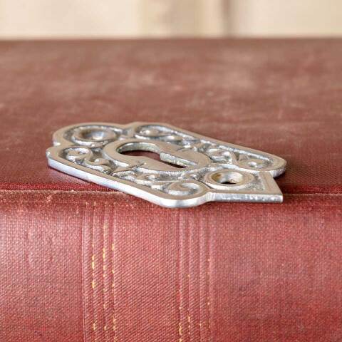 #50763 Ornate Antique Chrome Keyhole Escutcheon image 4