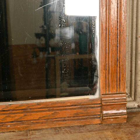 #50856 Antique Oak Victorian Beveled Glass Mirror image 3