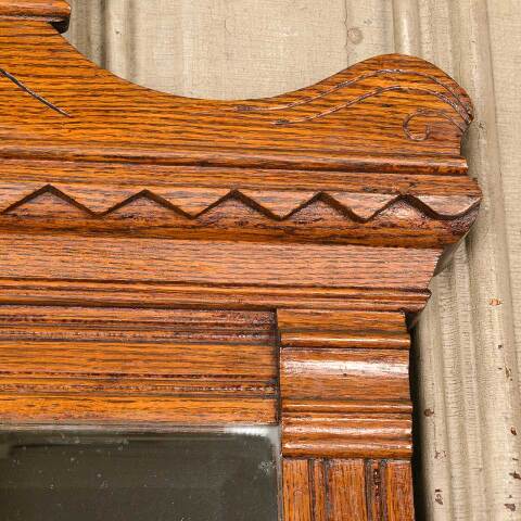 #50856 Antique Oak Victorian Beveled Glass Mirror image 6