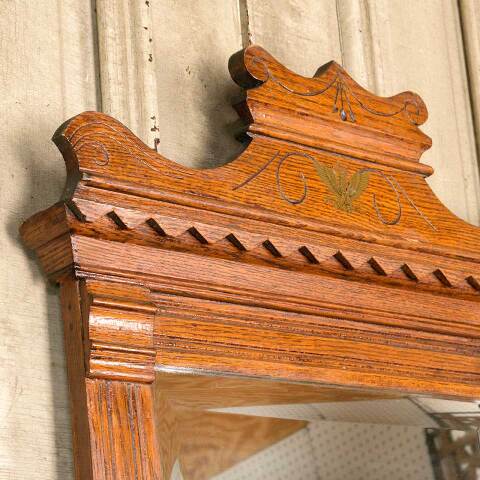 #50856 Antique Oak Victorian Beveled Glass Mirror image 7