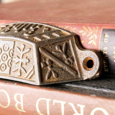 #50880 Antique Cast Iron Bin Pull Drawer Hardware image 5