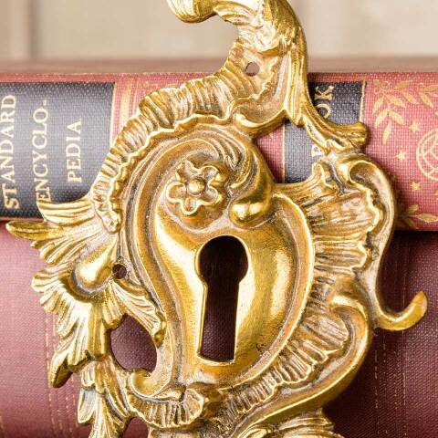 #50914 Solid Brass Rococo Style Keyhole Escutcheon image 4