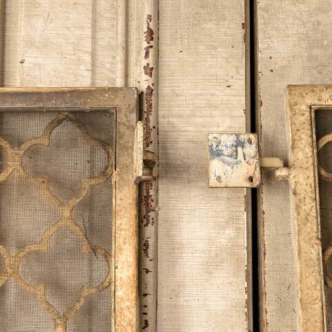 #51048 Set of Vintage Hinged Fireplace Screen Doors image 8