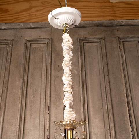 #51091 Salvaged 5 Light Chandelier w/ Glass Prisms image 7