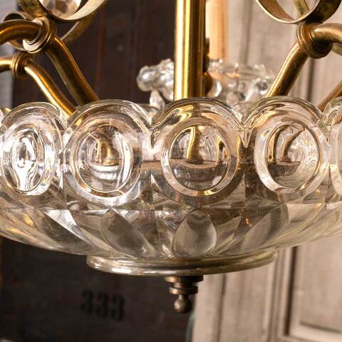 #51091 Salvaged 5 Light Chandelier w/ Glass Prisms image 4