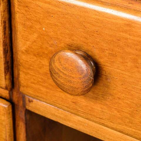 #51106 Antique Wood 7 Drawer Kneehole Desk image 7