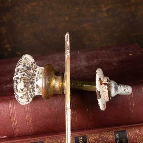 #51125 Antique Glass & Brass Closet Door Set image 5