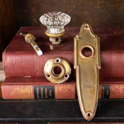 #51125 Antique Glass & Brass Closet Door Set image 7