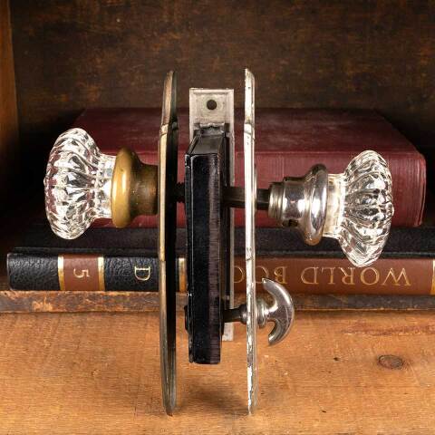 #51127 Antique Glass Bathroom Door Hardware Set image 4