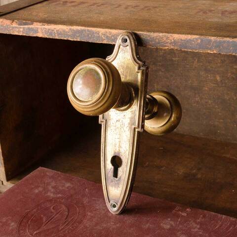 #51128 Salvaged Antique Brass Door Hardware Set image 5