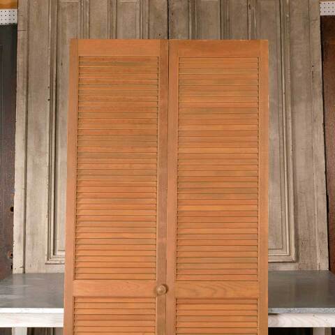 #51213 35x80 Salvaged Louvered Wood Bifold Doors image 2