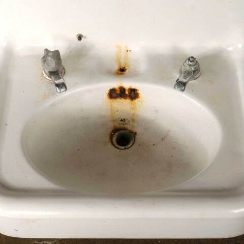 #51221 Antique Cast Iron Wall Mount Bathroom Sink image 3