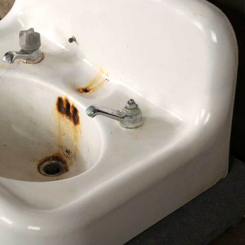 #51221 Antique Cast Iron Wall Mount Bathroom Sink image 6