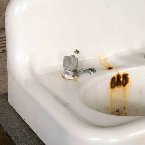 #51221 Antique Cast Iron Wall Mount Bathroom Sink image 7