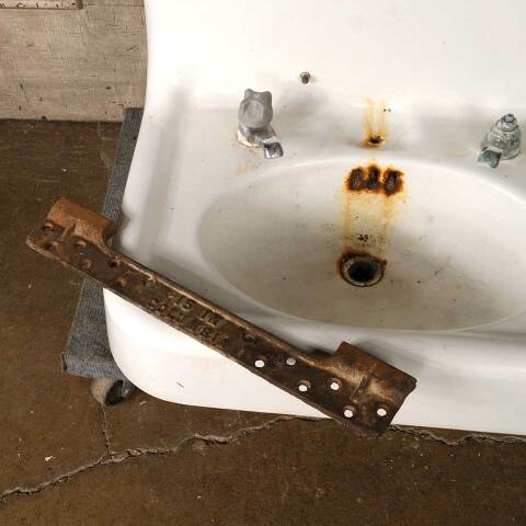 #51221 Antique Cast Iron Wall Mount Bathroom Sink image 8