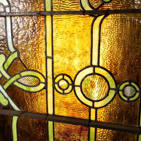 #51255 Salvaged Large Antique Stained Glass Window image 2