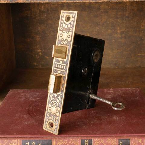 #51273 Antique Ornate Door Mortise Lock & Key image 4