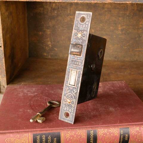 #51274 Antique Ornate Door Mortise Lock & Key image 6