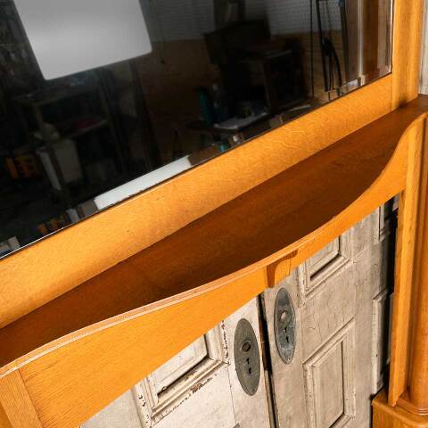 #51278 Oak Fireplace Mantel w/ Beveled Glass Mirror image 4