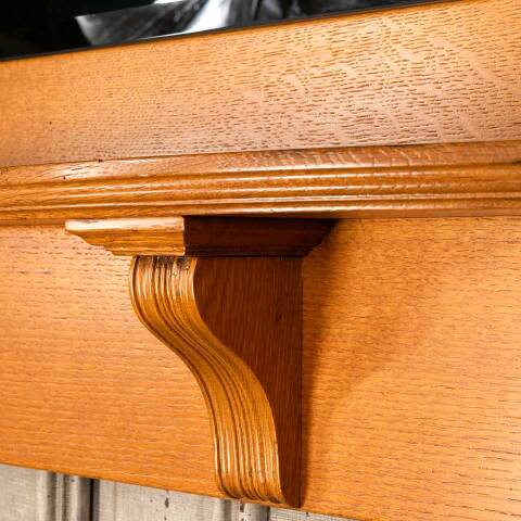 #51278 Oak Fireplace Mantel w/ Beveled Glass Mirror image 6